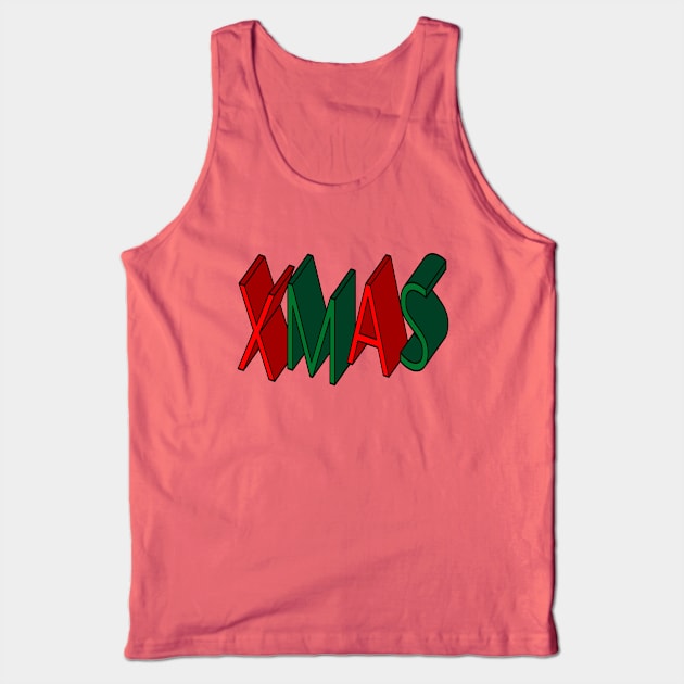 Xmas, Red and Green Word Art Tank Top by OneThreeSix